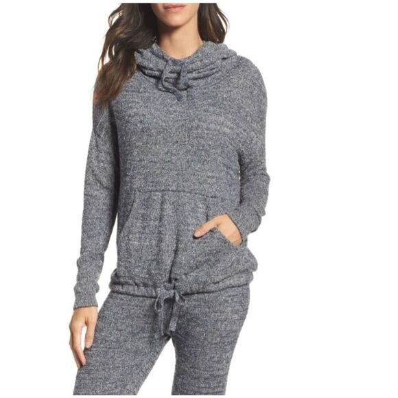 Barefoot Dreams Cozy Chic Lite Pebble Beach Pullover Hoodie Gray/Blue XL Soft - Picture 15 of 15